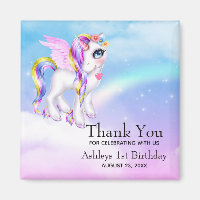 Belo Unicórnio com Rainbow Mane Obrigado