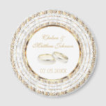 Imã Belos Bandas de Casamento de Ouros<br><div class="desc">Fim de Dia de Casamento. Um Guarda do Dia do Casamento da Noiva e do Groom pronto para personalizar. ⭐ Este produto é 100% personalizável. Gráficos e/ou texto podem ser adicionados, excluídos, movidos, redimensionados, alterados em volta, rodados etc... ⭐ (Não se esqueça de redimensionar ou mover gráficos, se necessário, antes...</div>