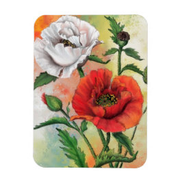 Ímã Belos papagaios brancos vermelhos - Arte pintada