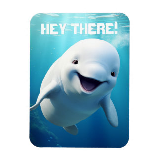 Ímã Beluga Baleia Cartoon Blue Green Oceano Ártico