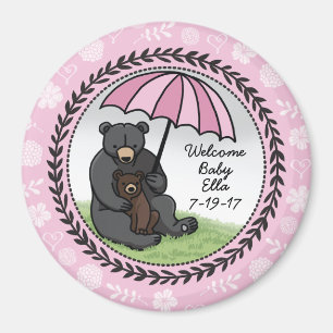 Imã Bem-vinda, Baby Girl Bear e Cub Personalizadas