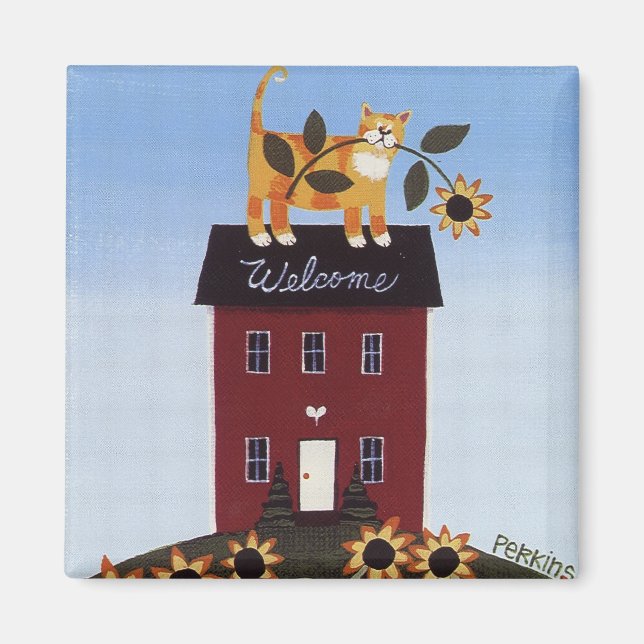 Imã Bem-vindo ao Cat Magnet (Frente)