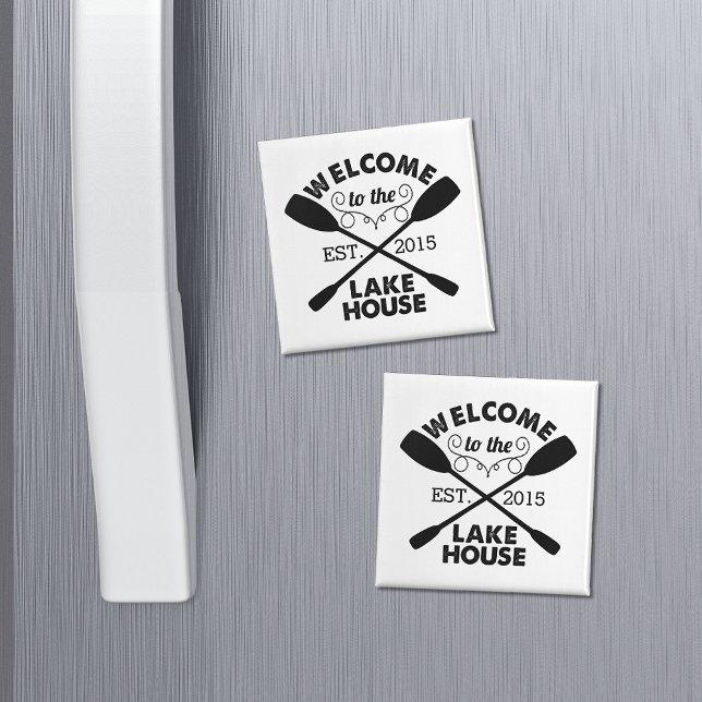 Imã Bem-vindos ao Lago House | Rustic Personalizado (Criador carregado)