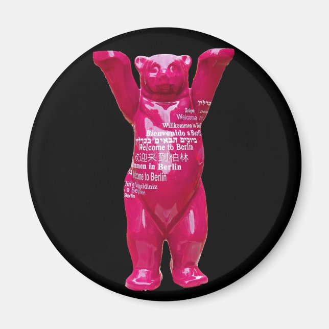 Imã Bem-vindos ao Urso de Teddy de Berlim, preto (Frente)