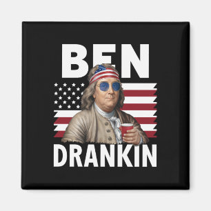 Imã Ben Drankin Beer 4 de julho Vintage Flag Funny
