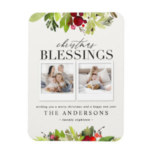 Ímã Bênção natalícia xadrez multifotografia e folh