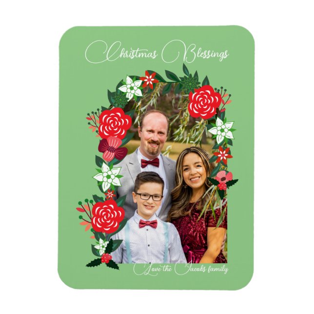 Ímã Bênçãos de Natal Floral (Vertical)