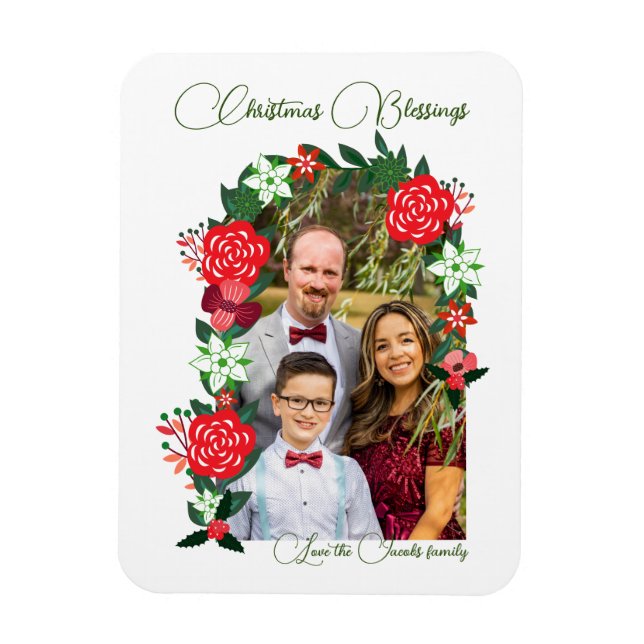 Ímã Bênçãos de Natal Floral (Vertical)