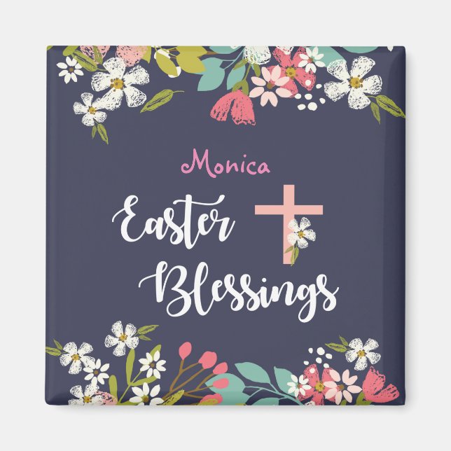Imã Bênçãos de páscoa das flores de Cristo risen (Frente)