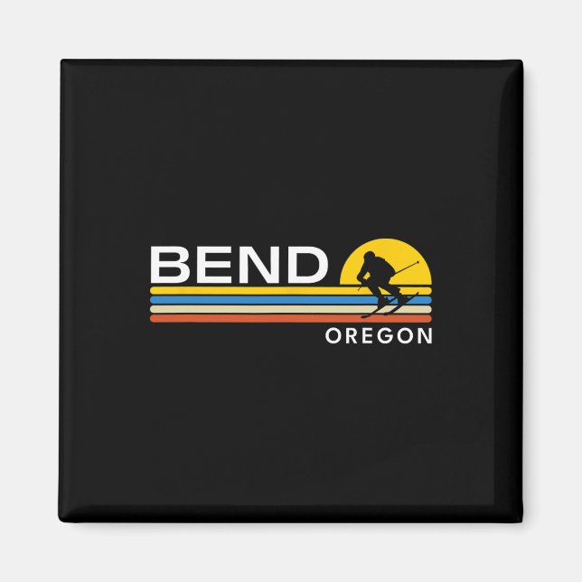 Imã Bend Oregon Skiage Retro Souvenirs (Frente)
