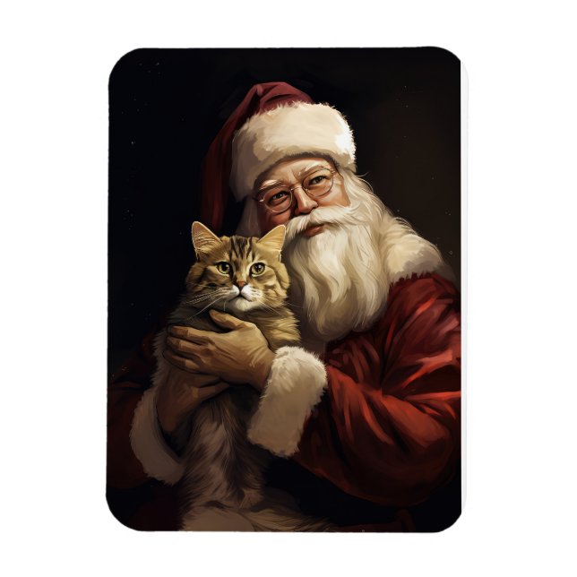 Ímã Bengala Cat com Papai Noel Natal Festivo (Vertical)