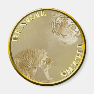 Imã Bengala Tigres De Moedas Douradas,