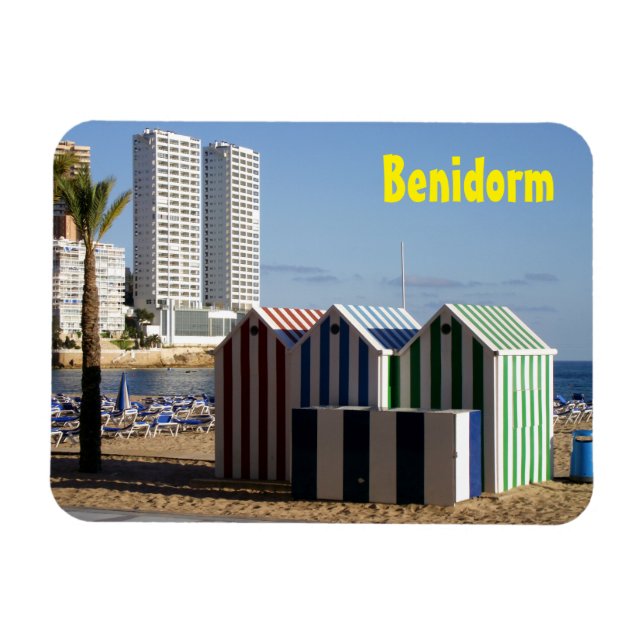 Ímã Benidorm, casetas de baño en playa de Levante (Horizontal)