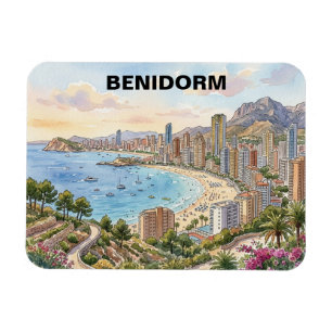 Ímã Benidorm Vintage Retro Espanha Costa Blanca Férias