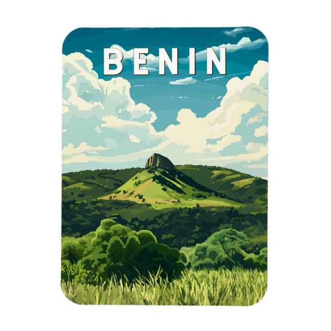 Ímã Benin Illustration Viagem Art Vintage (Vertical)