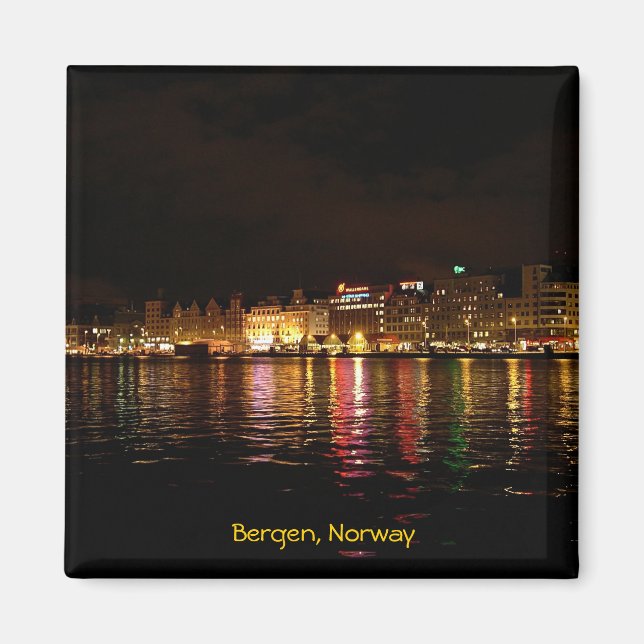 Imã Bergen à noite, Noruega viagem (Frente)