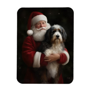 Ímã Bernedoodle com o Papai Noel Natal Festivo