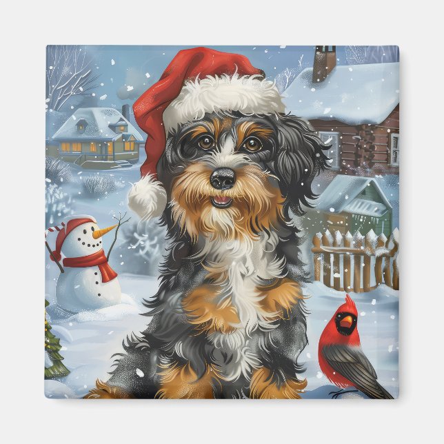 Imã Bernedoodle Dog Winter Wonderland Christmas (Frente)
