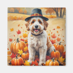 Imã Bernedoodle Entre Folhas de Outono Arte de Ação de