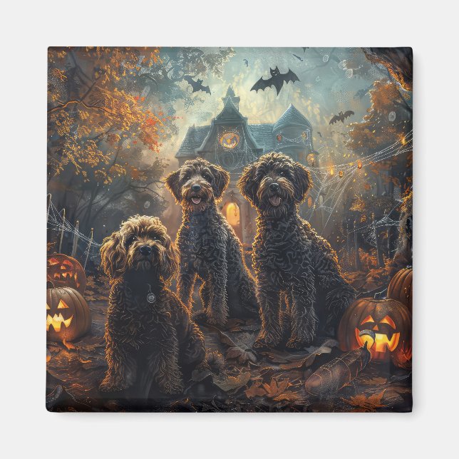 Imã Bernedoodle Halloween Night Doggy Delight (Frente)