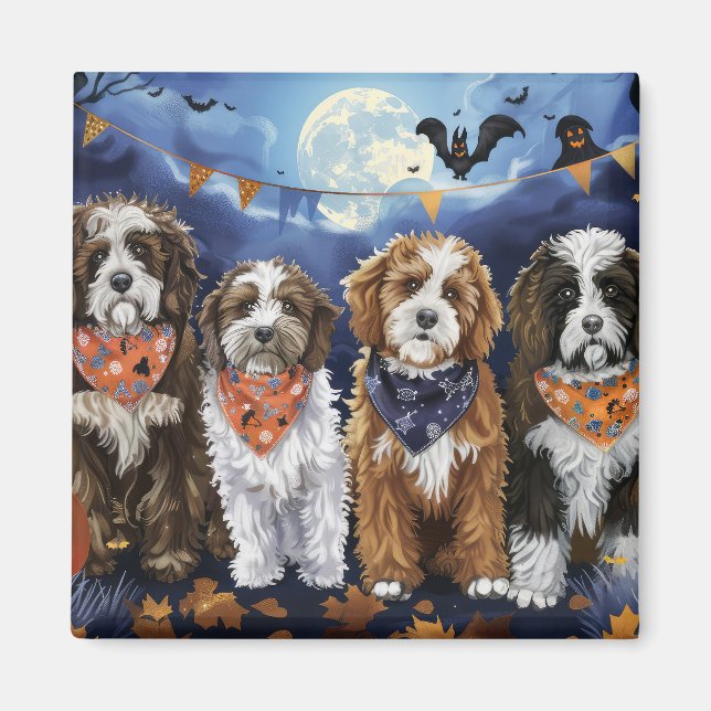 Imã Bernedoodle Halloween Spooky (Frente)