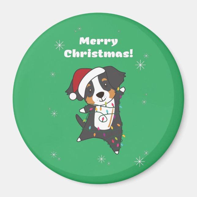 Imã Bernese Feliz Natal Cachorros Magne (Frente)
