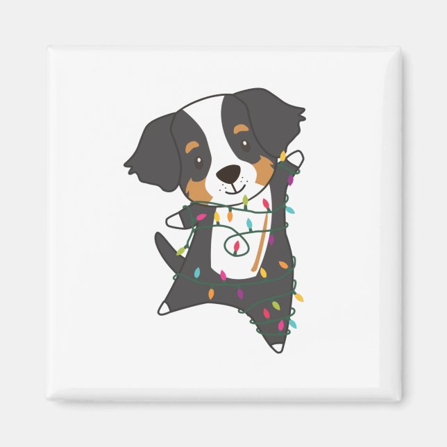 Imã Bernese Feliz Natal Cães Felizes (Frente)