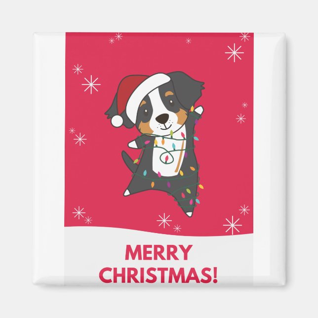 Imã Bernese Feliz Natal Cães Felizes (Frente)
