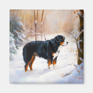 Imã Bernese Mountain Deixe-o nevar no Natal