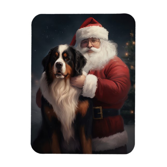 Ímã Bernese Mountain Dog Papai Noel Natal Festivo (Vertical)