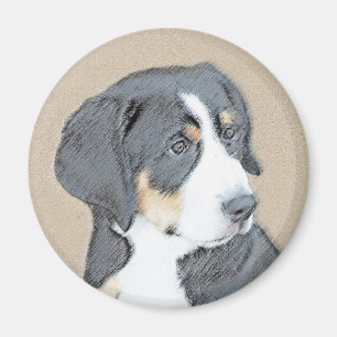 Imã Bernese Mountain Dog Puppy Painting - Arte Origina