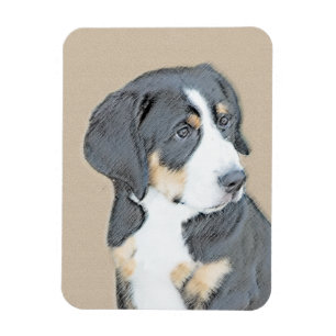 Ímã Bernese Mountain Dog Puppy Painting - Arte Origina