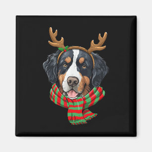 Imã Bernese Mountain Dog Reindeer Santa Hat