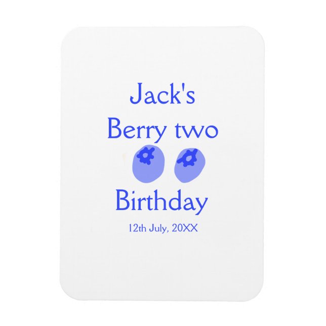 Ímã Berry two birthday blue berry add name date kids r (Vertical)