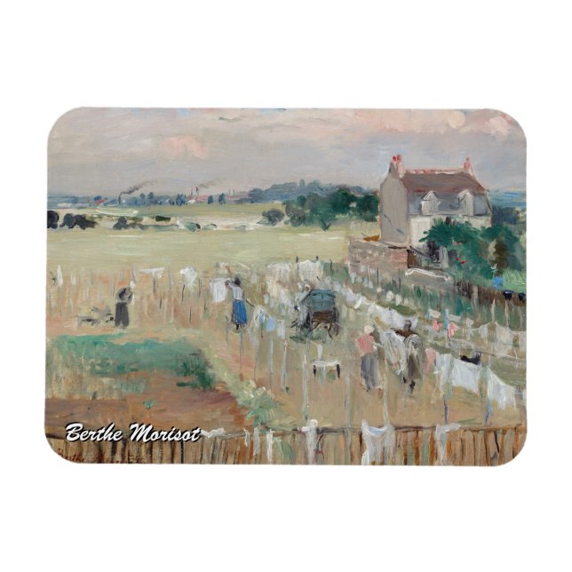 Ímã Berthe Morisot - Pendurando a Roupa para Secar (Horizontal)
