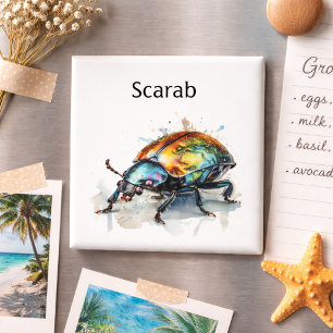 Imã Besouro Iridescente em Aquarela, personalizado
