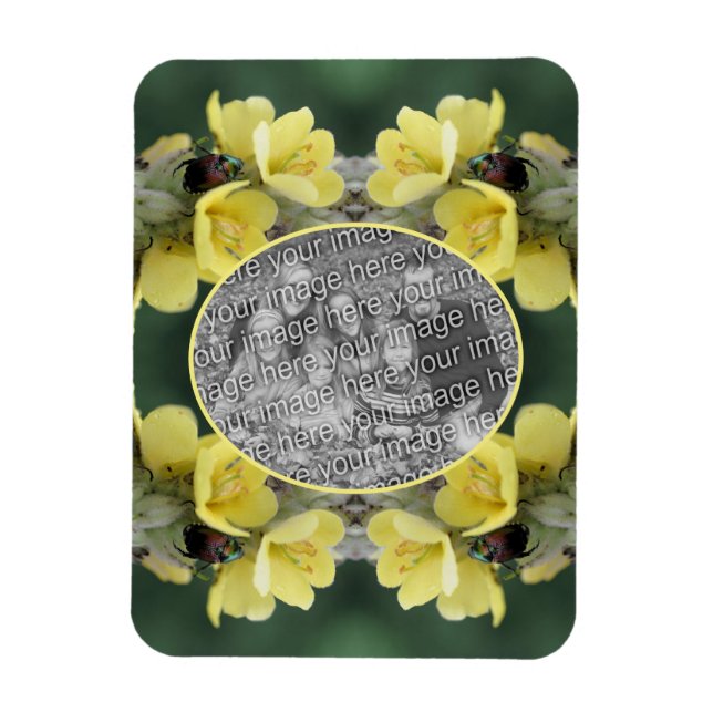 Ímã Besouro Na Flor Mullein Selvagem Adicionar Sua Fot (Vertical)
