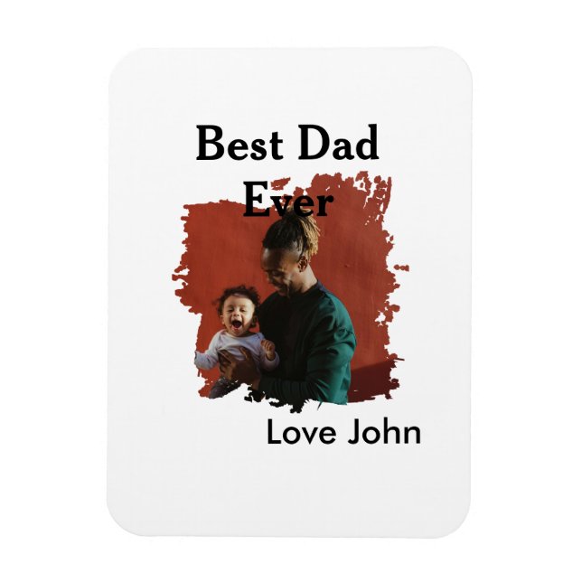 Ímã Best dad ever father's dad gift photo name simple  (Vertical)