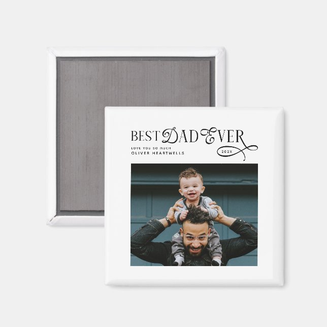 Imã  Best Dad Ever Photo Modern Fathers Day Gifts (Front/Back)