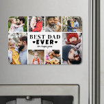 Ímã Best Dad Photo Collage<br><div class="desc">Personalized "Best Dad Ever" Large Photo Magnet with Collage. This fun and stylish large photo magnet is a perfect way to showcase cherished memories on the fridge, locker, or any magnetic surface. The design features space for eight photos, arranged in a border around the edge while keeping the focus on...</div>