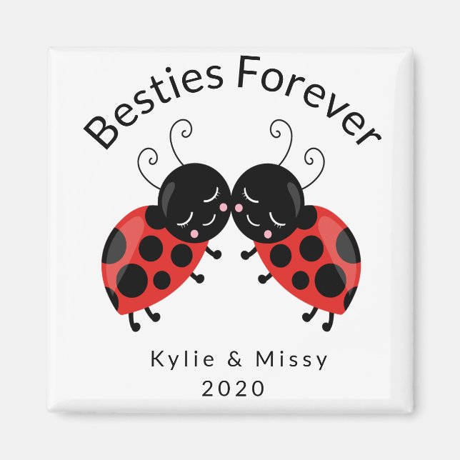 Imã Best Friends Besties forever Lady Bug refrigerator (Frente)