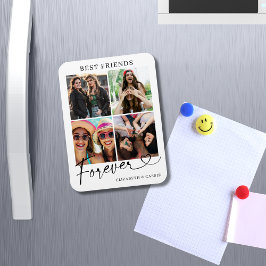 Ímã Best Friends Forever Photo Collage Heart Script