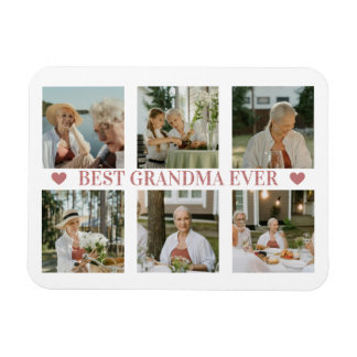Ímã Best Grandma Ever Photo Collage – Gift with Hearts