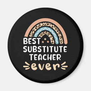 Imã Best Substitute Teacher ever Leopard Rainbow Gift