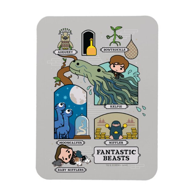 Ímã Bestas De Cartoons Em Habitats (Vertical)