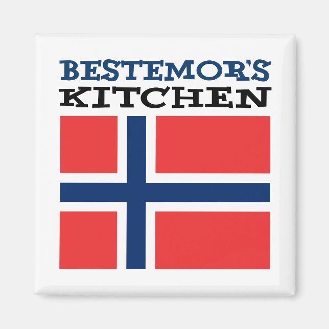 Imã Bestemor's Kitchen Norwegian Grandmother Magnet (Frente)