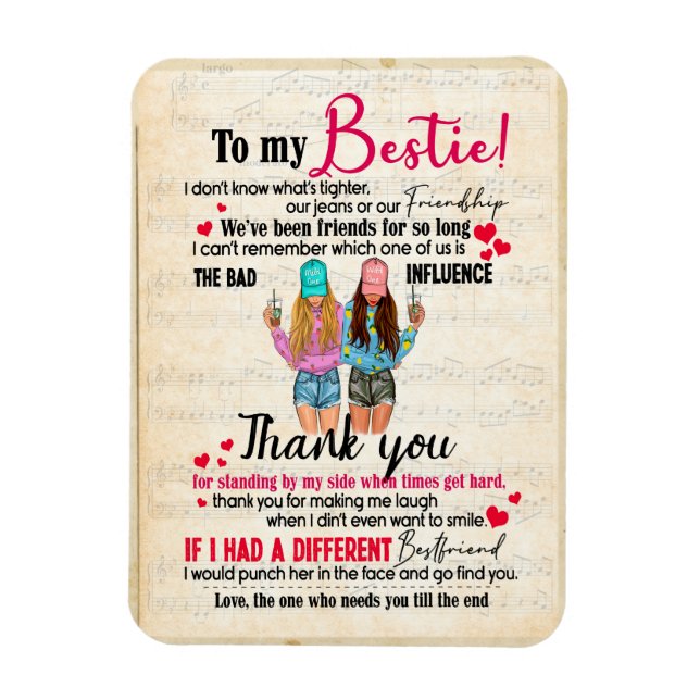 Ímã Bestie Gifts | Letter To My Bestie Thank You (Vertical)