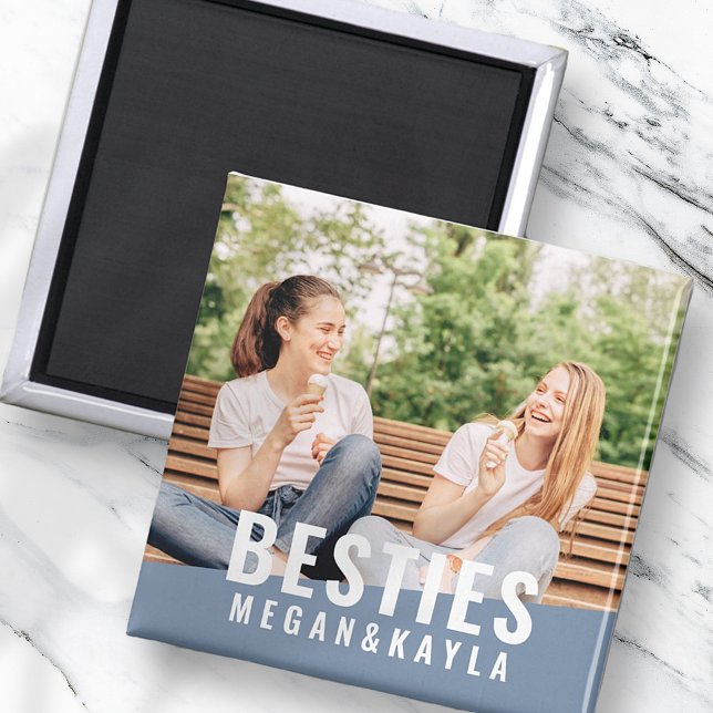 Imã Besties Forever Best Friends BFF Modern Chic Photo (Criador carregado)