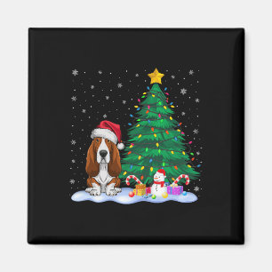 Imã Bet Hound Dog Xmas Tree Lights Reindeer Hat Cristo