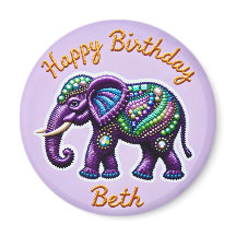BETH ~ Elephant Magnet Púrpura Personalizado